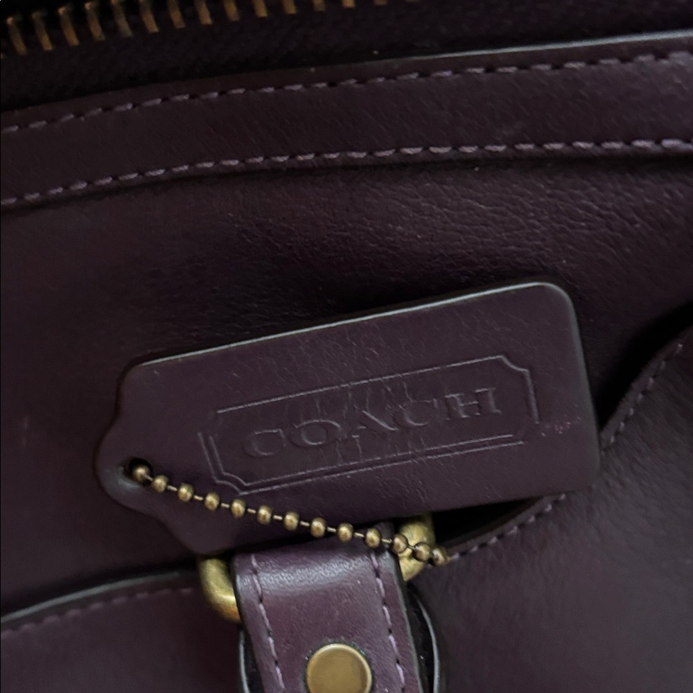 Coach Dark Purple Satchel with Gold Studs - Picture 9 of 13